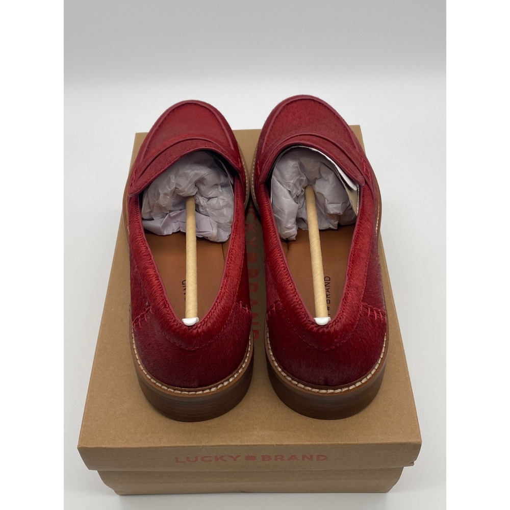 Lucky Brand Salima 2 Red Haircalf Penny Loafers Bossa Nova Womens 12M LK-SALIMA2 - Picture 4 of 9